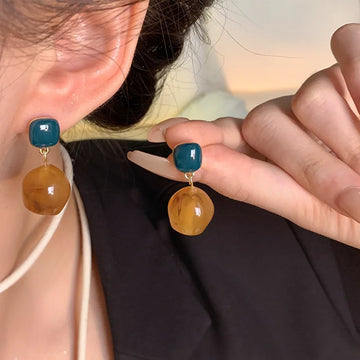 DAIIIBABYYY  -  Sapphire Amber Pendant Earrings Retro Personalized Fashion Women's Earrings Festival Party Girls Jewelry Gifts